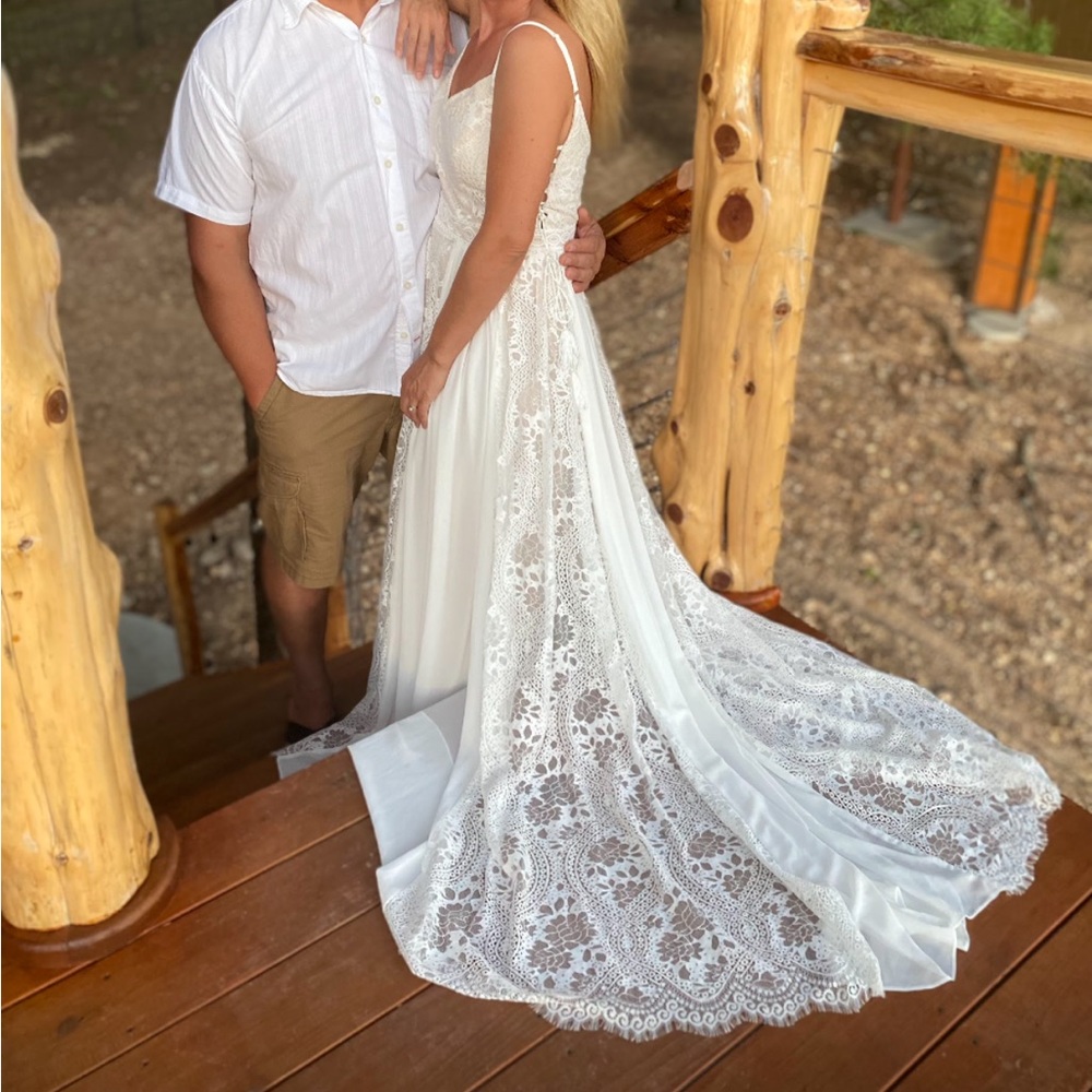 maxi lace dress white s/m